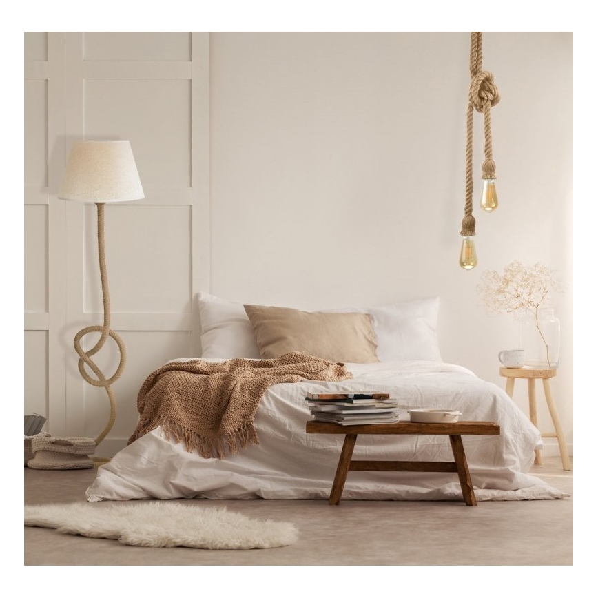 Ljuskrona med textilsladd ROPE 2xE27/12W/230V