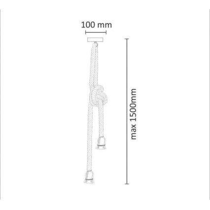 Ljuskrona med textilsladd ROPE 2xE27/12W/230V