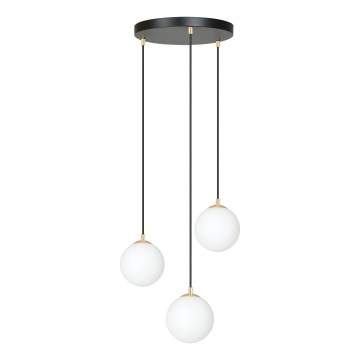 Ljuskrona med textilsladd ROYAL 3xE14/10W/230V diameter 30 cm svart