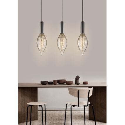 Ljuskrona med textilsladd SAGA 1xE27/40W/230V svart