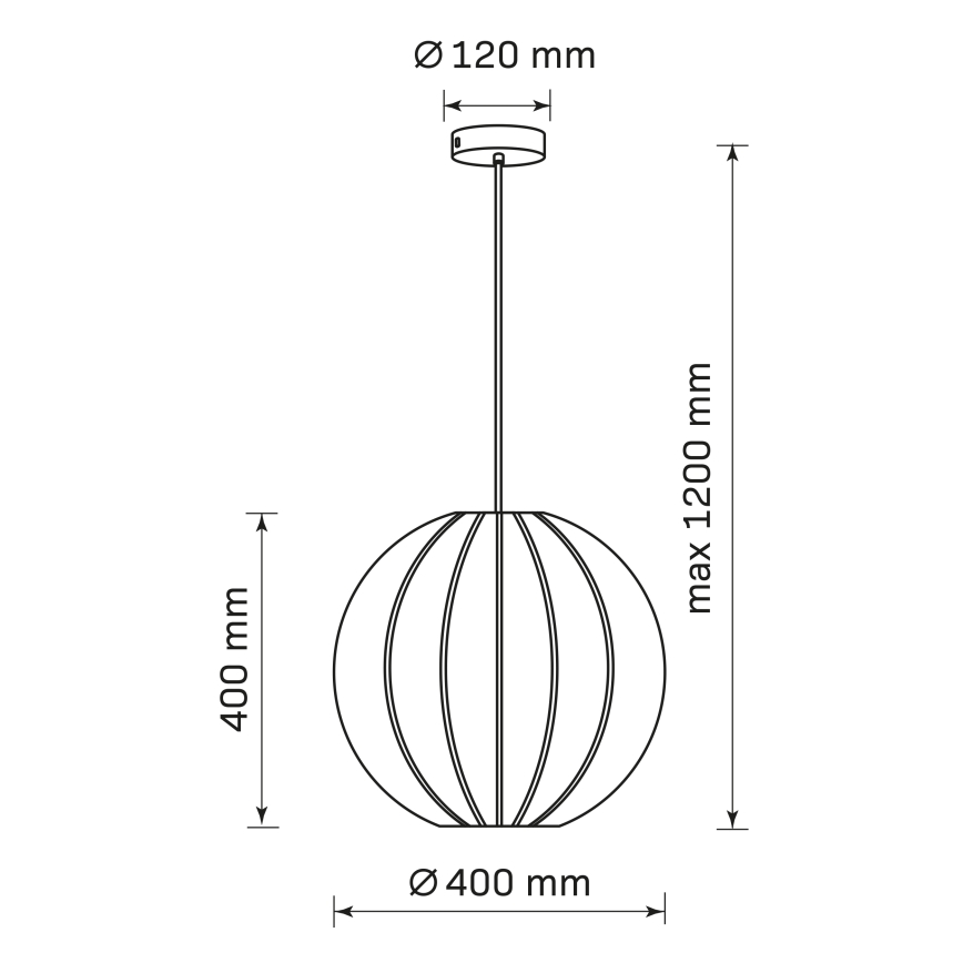 Ljuskrona med textilsladd SENSAI 1xE27/20W/230V diameter 40 cm svart