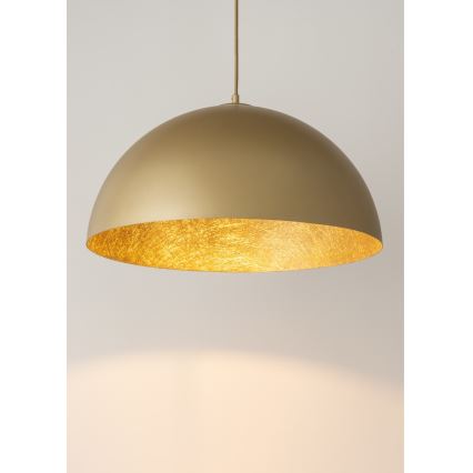 Ljuskrona med textilsladd SFERA 1xE27/60W/230V diameter 70 cm guld