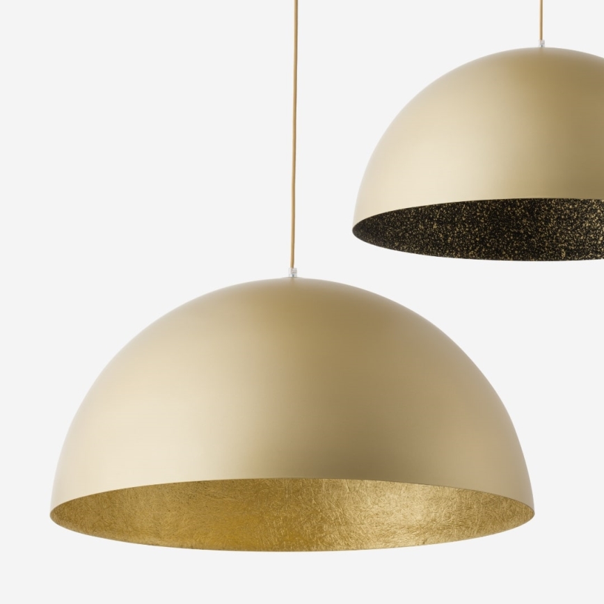 Ljuskrona med textilsladd SFERA 1xE27/60W/230V diameter 70 cm guld