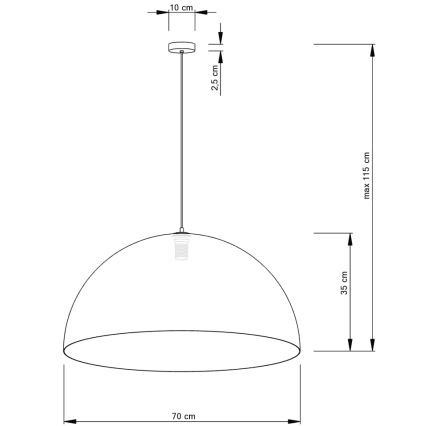 Ljuskrona med textilsladd SFERA 1xE27/60W/230V diameter 70 cm guld