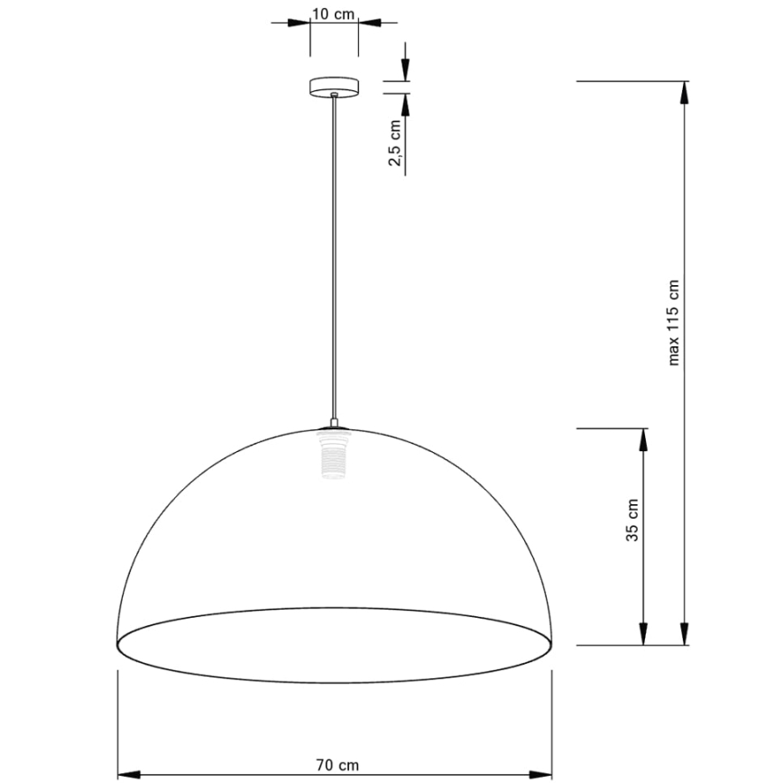 Ljuskrona med textilsladd SFERA 1xE27/60W/230V diameter 70 cm guld