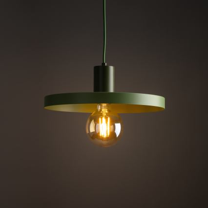 Ljuskrona med textilsladd SILA 1xE27/15W/230V diameter 30 cm grön