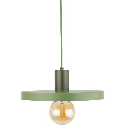 Ljuskrona med textilsladd SILA 1xE27/15W/230V diameter 30 cm grön