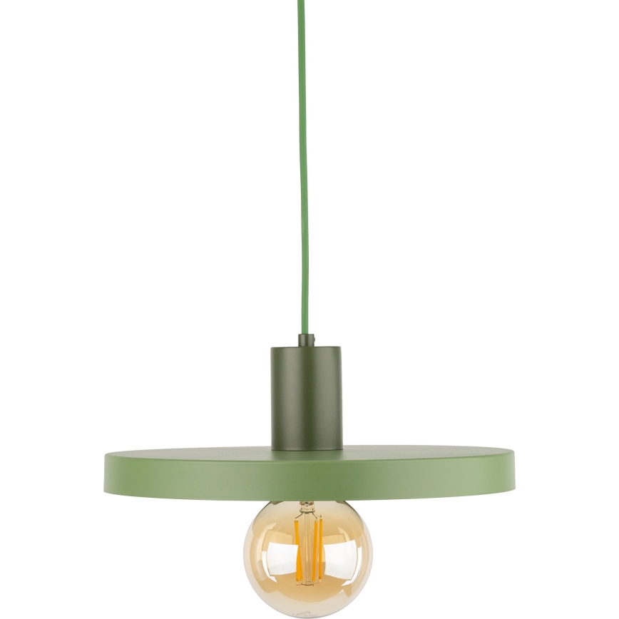 Ljuskrona med textilsladd SILA 1xE27/15W/230V diameter 30 cm grön