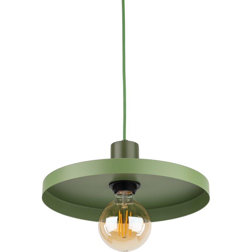 Ljuskrona med textilsladd SILA 1xE27/15W/230V diameter 30 cm grön