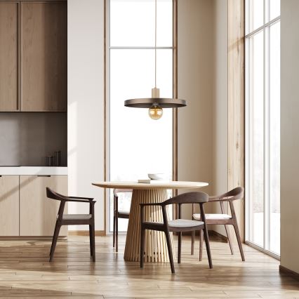 Ljuskrona med textilsladd SILA 1xE27/15W/230V diameter 40 cm brun/beige