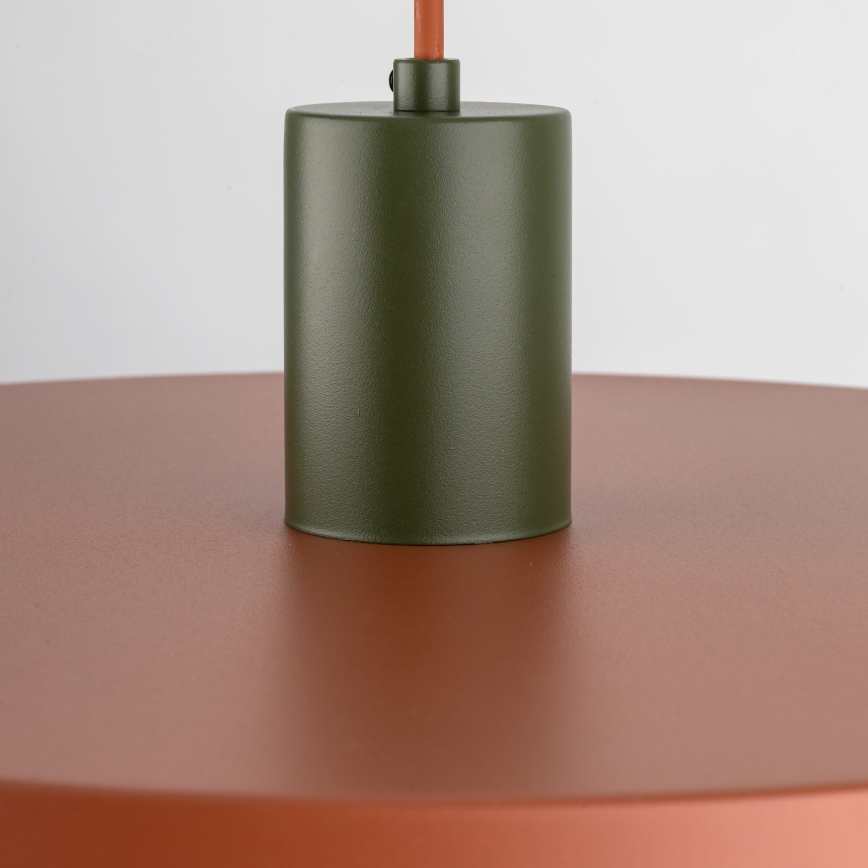 Ljuskrona med textilsladd SILA 1xE27/15W/230V diameter 40 cm tegelsten/grön