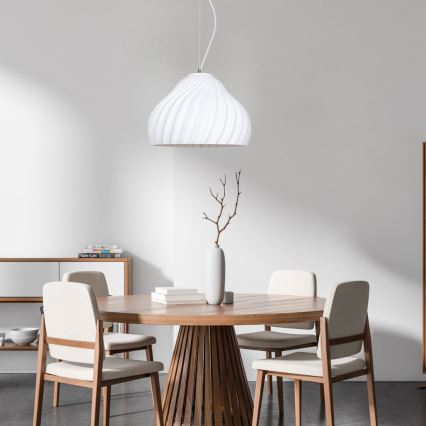 Ljuskrona med textilsladd SILVO 1xE27/60W/230V diameter 38 cm vit