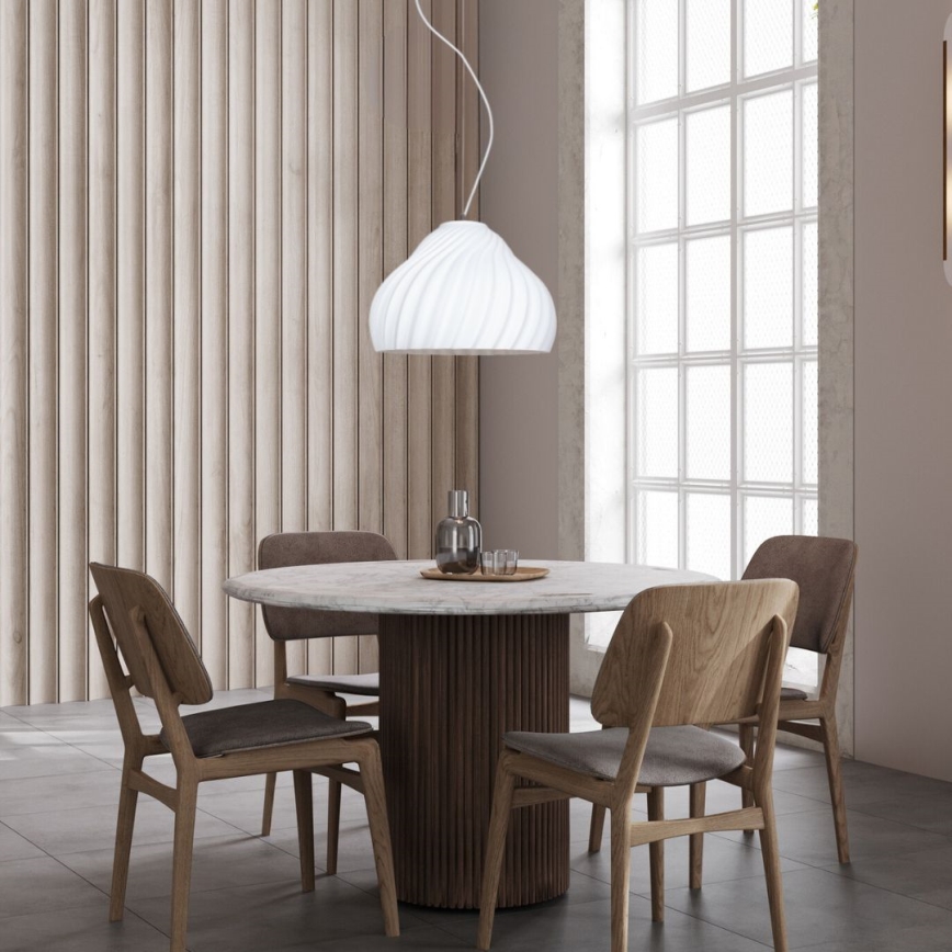 Ljuskrona med textilsladd SILVO 1xE27/60W/230V diameter 38 cm vit