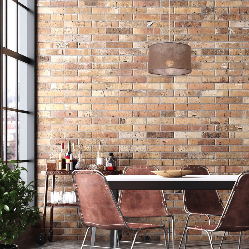 Ljuskrona med textilsladd SIRJA 1xE27/60W/230V brun