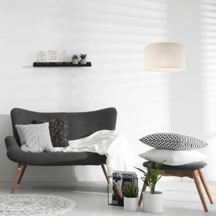 Ljuskrona med textilsladd SIRJA 1xE27/60W/230V krämig