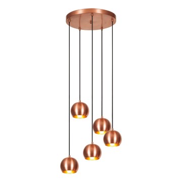 Ljuskrona med textilsladd SIVANI 5xE27/40W/230V koppar