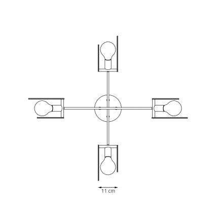 Ljuskrona med textilsladd SKIVA 4xE27/15W/230V svart/beige