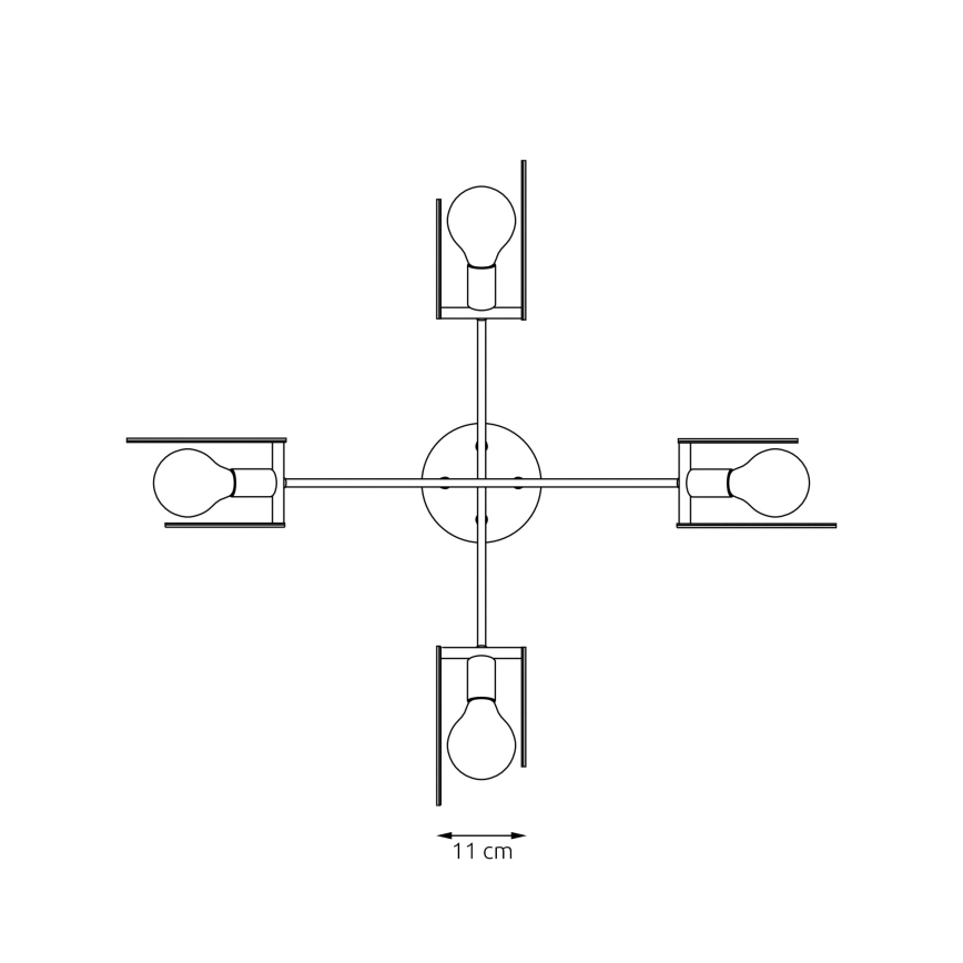Ljuskrona med textilsladd SKIVA 4xE27/15W/230V svart/beige