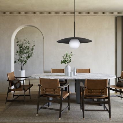 Ljuskrona med textilsladd SLATE 1xE27/15W/230V diameter 65 cm svart