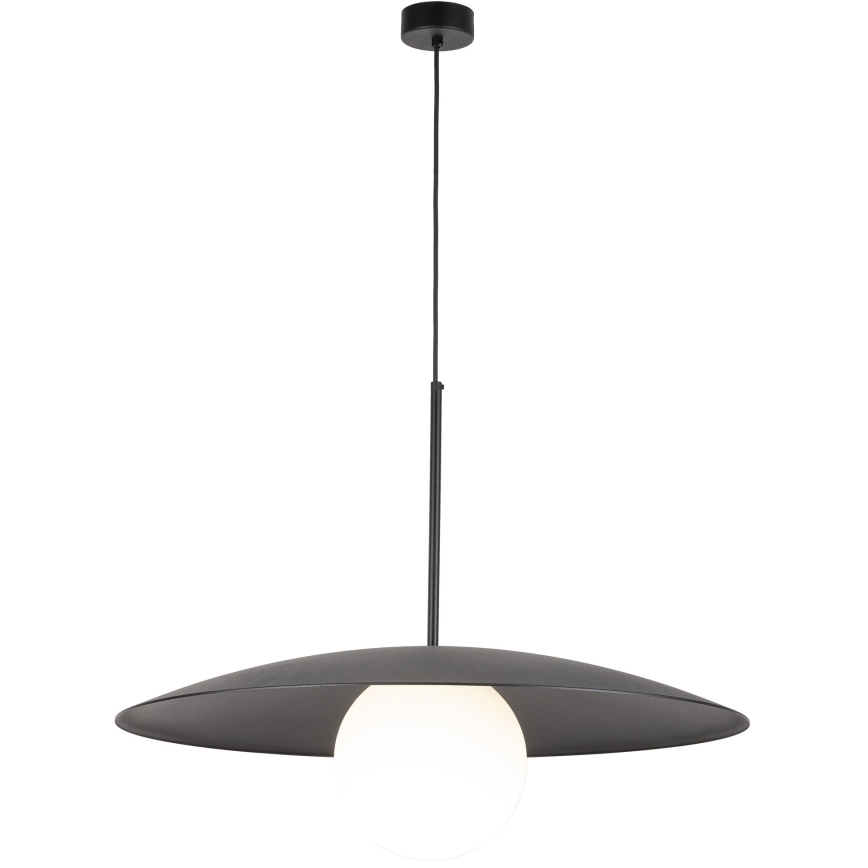 Ljuskrona med textilsladd SLATE 1xE27/15W/230V diameter 65 cm svart