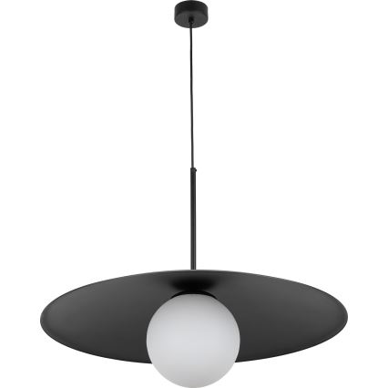 Ljuskrona med textilsladd SLATE 1xE27/15W/230V diameter 65 cm svart