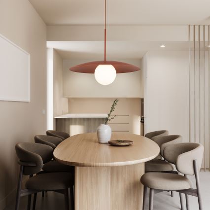 Ljuskrona med textilsladd SLATE 1xE27/15W/230V diameter 65 cm tegelsten