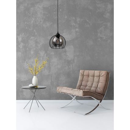 Ljuskrona med textilsladd SOLO BLACK 1xE27/60W/230V