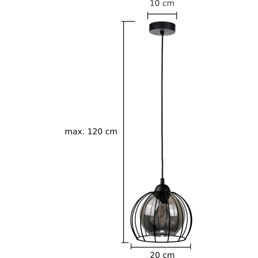 Ljuskrona med textilsladd SOLO BLACK 1xE27/60W/230V
