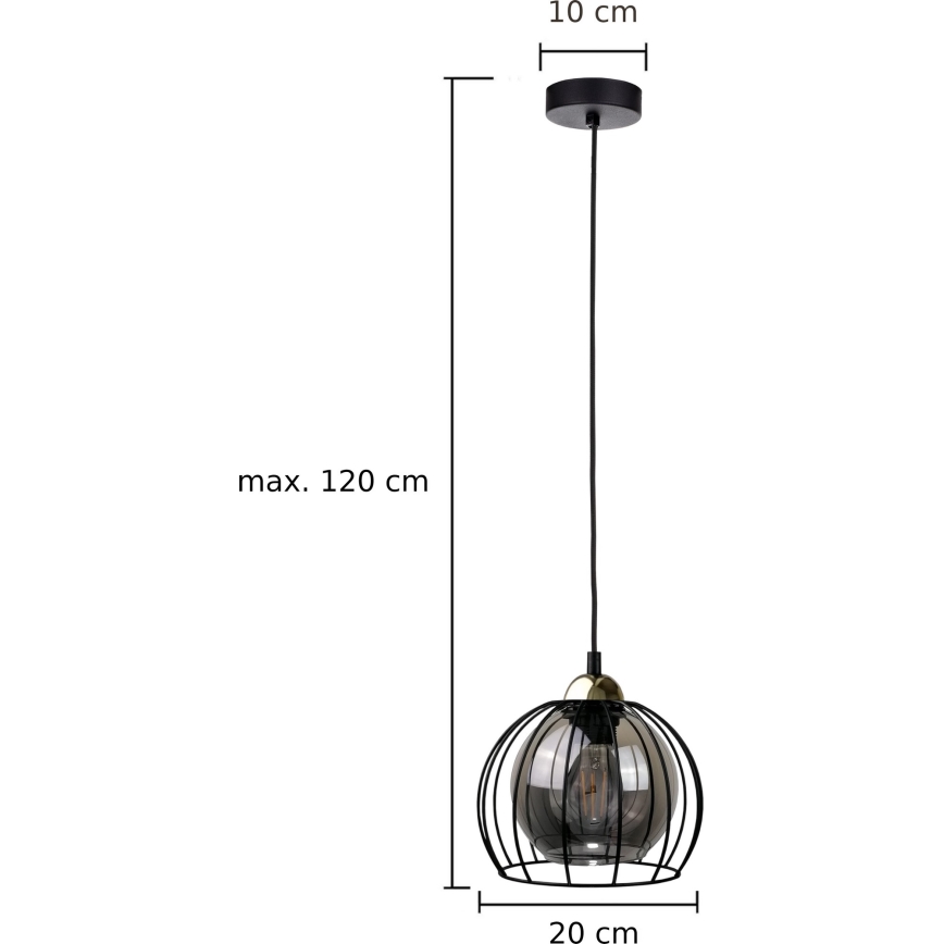Ljuskrona med textilsladd SOLO BLACK 1xE27/60W230V svart/gyllene