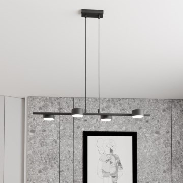 Ljuskrona med textilsladd SORA 4xGX53/12W/230V svart