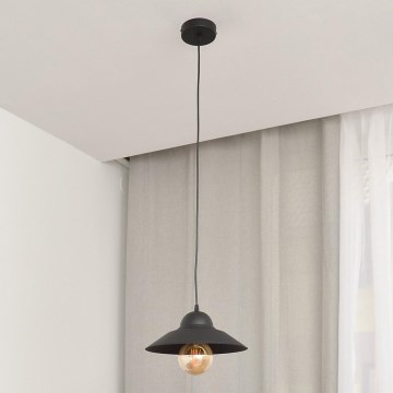 Ljuskrona med textilsladd SORAPIS 1xE27/15W/230V svart