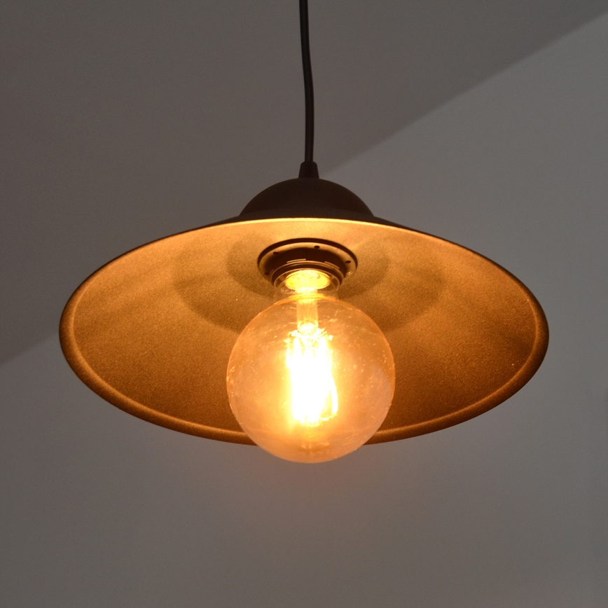 Ljuskrona med textilsladd SORAPIS 1xE27/15W/230V svart