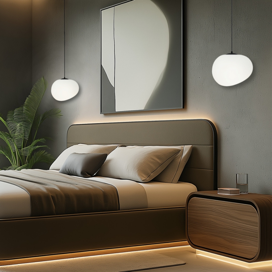 Ljuskrona med textilsladd STONES 1xE27/40W/230V diameter 25 cm