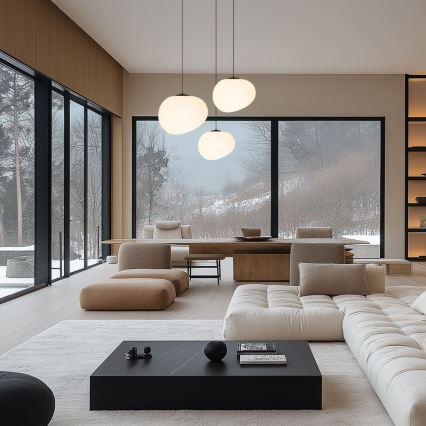 Ljuskrona med textilsladd STONES 1xE27/40W/230V diameter 25 cm