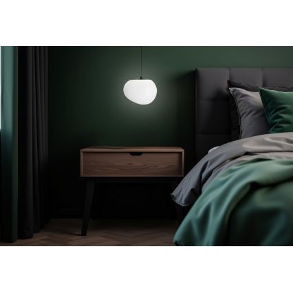 Ljuskrona med textilsladd STONES 1xE27/40W/230V diameter 25 cm