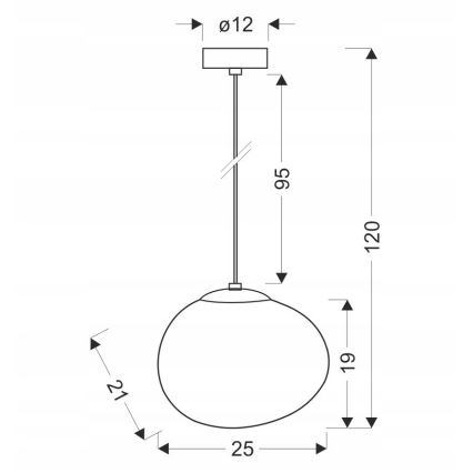 Ljuskrona med textilsladd STONES 1xE27/40W/230V diameter 25 cm