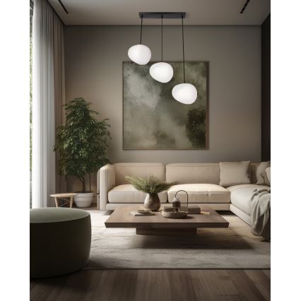 Ljuskrona med textilsladd STONES 3xE27/40W/230V