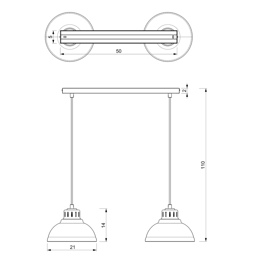 Ljuskrona med textilsladd SVEN 2xE27/15W/230V beige