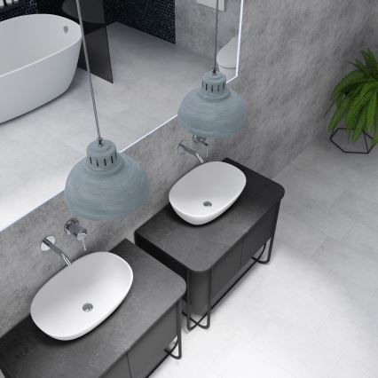 Ljuskrona med textilsladd SVEN 2xE27/15W/230V grå