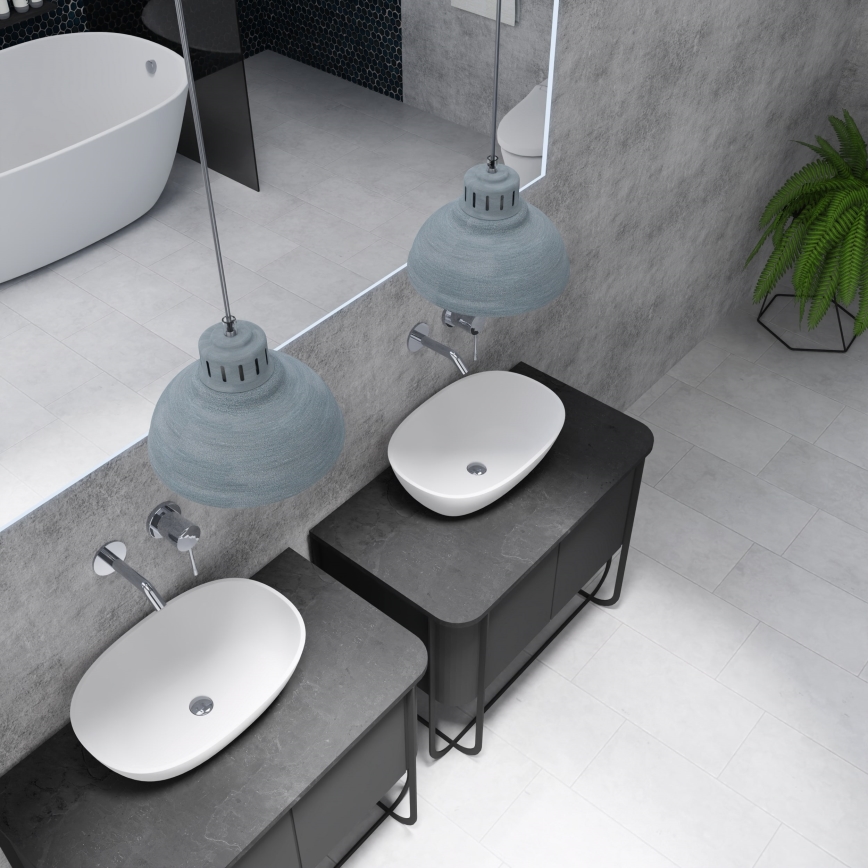 Ljuskrona med textilsladd SVEN 2xE27/15W/230V grå