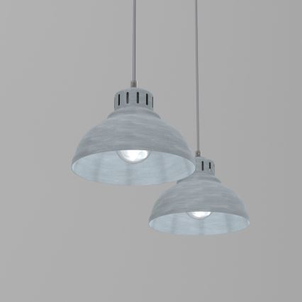 Ljuskrona med textilsladd SVEN 2xE27/15W/230V grå