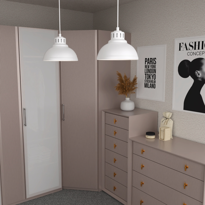 Ljuskrona med textilsladd SVEN 2xE27/15W/230V vit