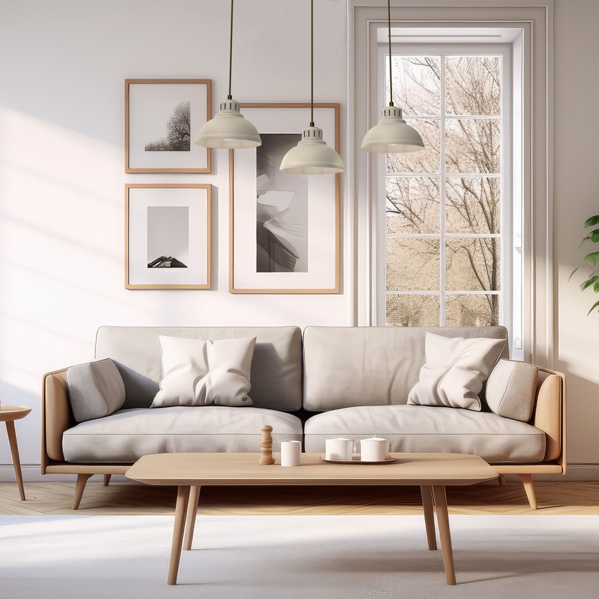 Ljuskrona med textilsladd SVEN 3xE27/15W/230V beige