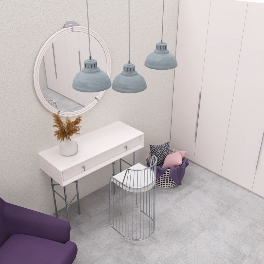 Ljuskrona med textilsladd SVEN 3xE27/15W/230V grå