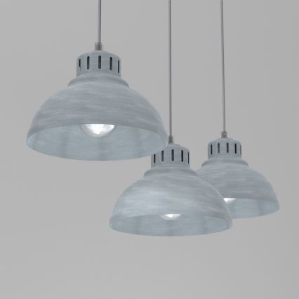 Ljuskrona med textilsladd SVEN 3xE27/15W/230V grå