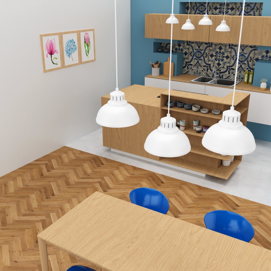 Ljuskrona med textilsladd SVEN 3xE27/15W/230V vit