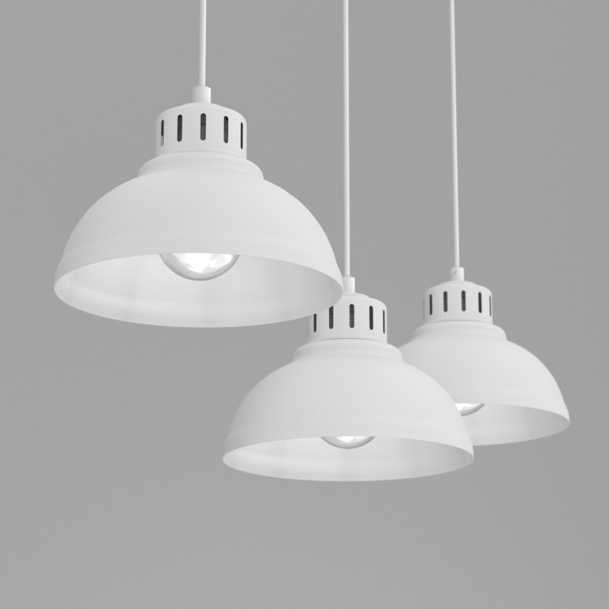 Ljuskrona med textilsladd SVEN 3xE27/15W/230V vit