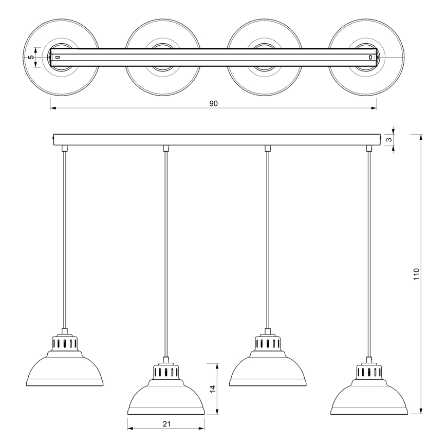 Ljuskrona med textilsladd SVEN 4xE27/15W/230V beige