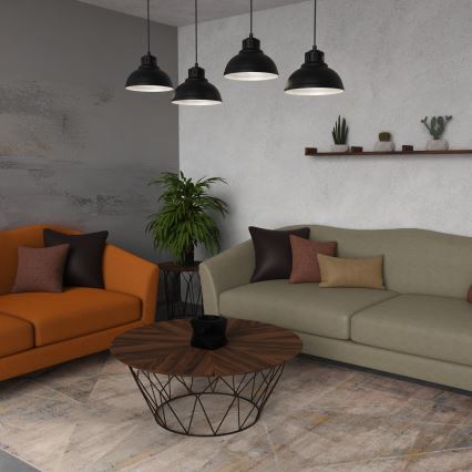 Ljuskrona med textilsladd SVEN 4xE27/15W/230V svart