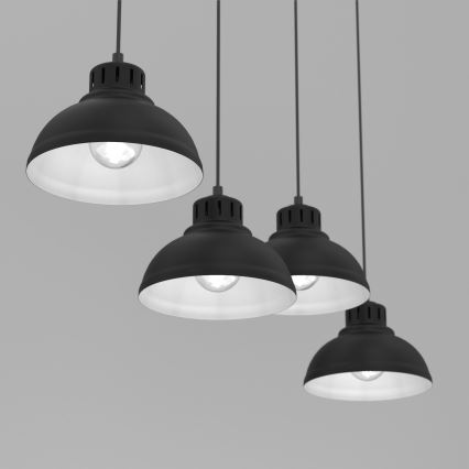 Ljuskrona med textilsladd SVEN 4xE27/15W/230V svart